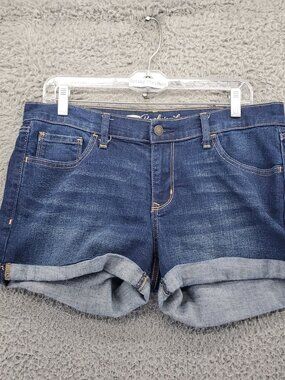 Old Navy Shorts Womens Size 8 Blue Boyfriend Denim Cuffed Button